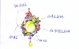 转一件自己设计的戒指吊坠两用18k金镶嵌葡萄石钻石的首饰