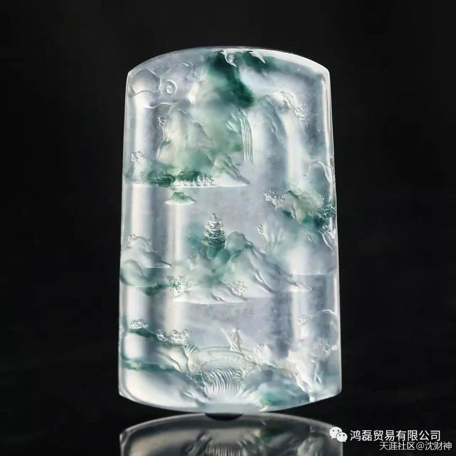 玉雕师刀笔下油然而生的翡翠山水画-第9张图片-翡翠网