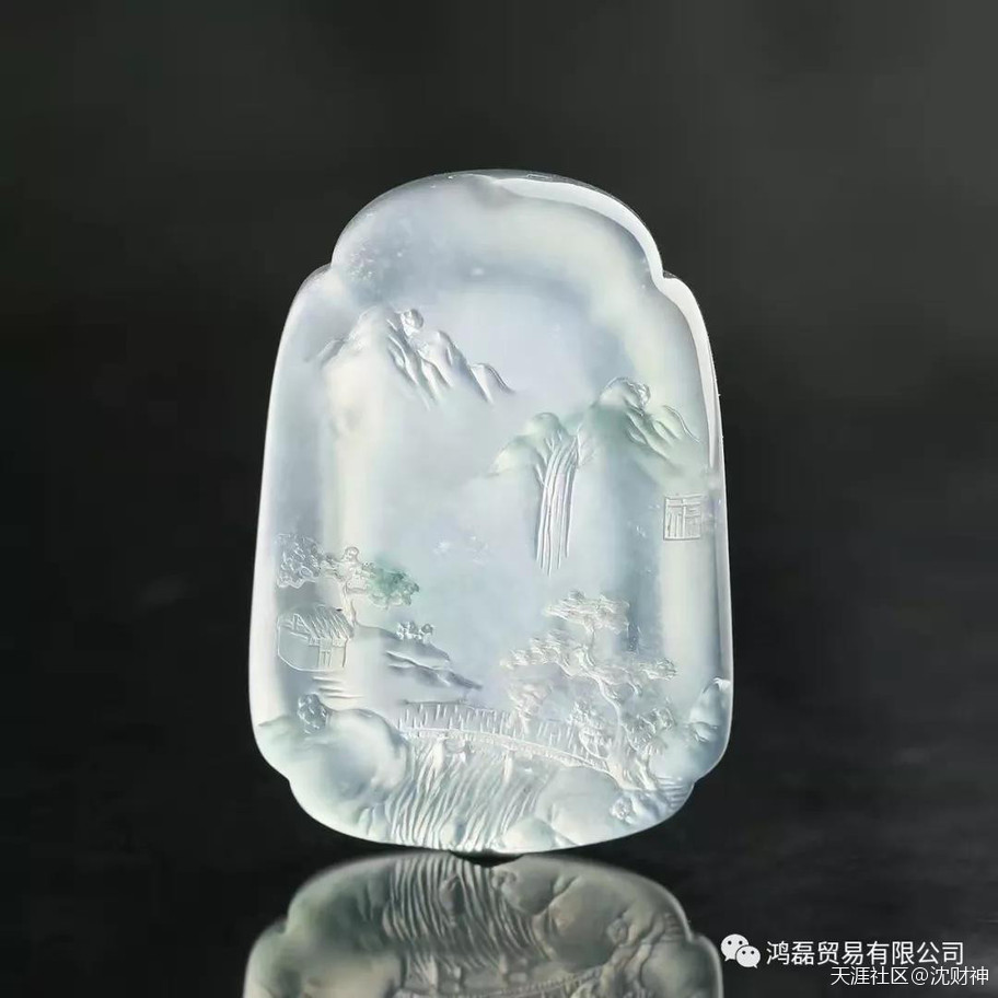 玉雕师刀笔下油然而生的翡翠山水画-第12张图片-翡翠网