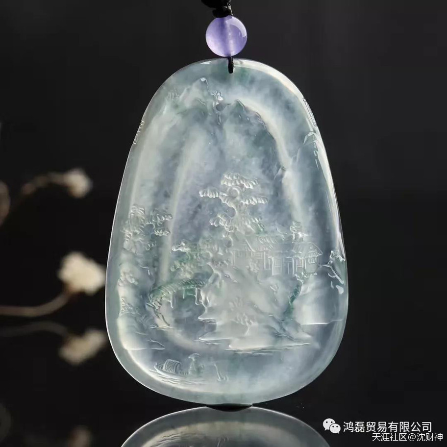 玉雕师刀笔下油然而生的翡翠山水画-第14张图片-翡翠网