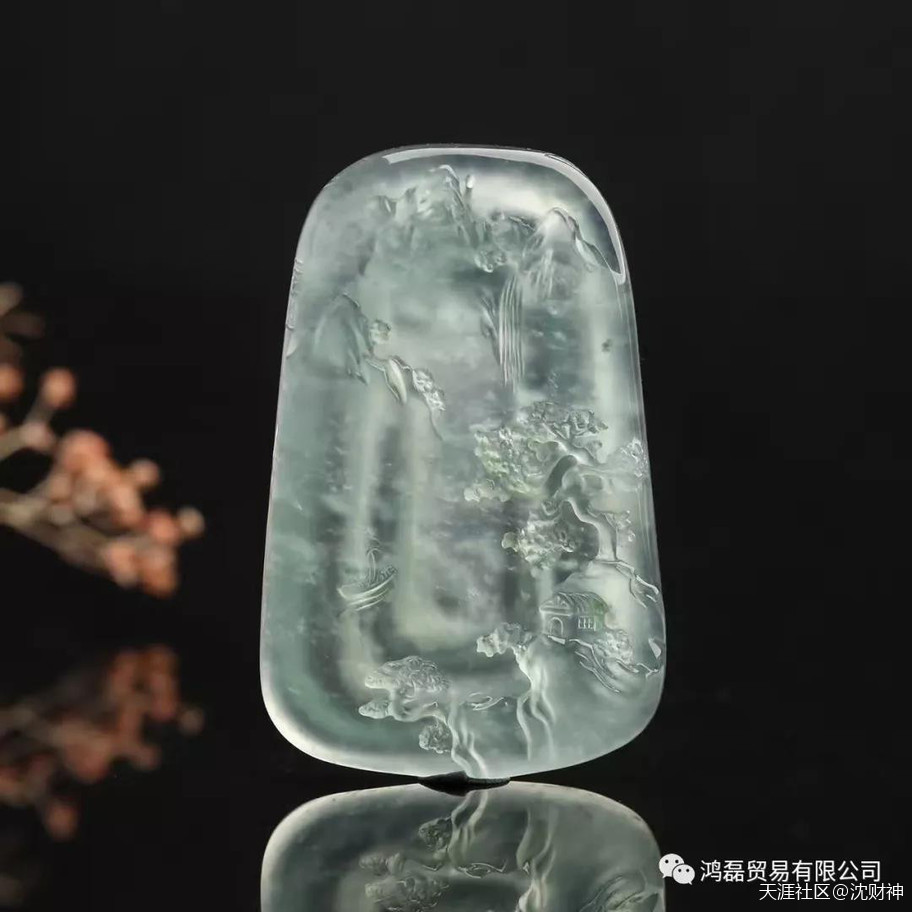 玉雕师刀笔下油然而生的翡翠山水画-第15张图片-翡翠网