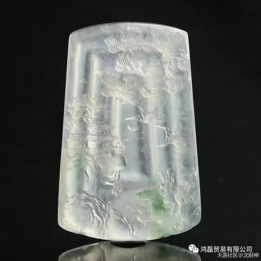 玉雕师刀笔下油然而生的翡翠山水画-第13张图片-翡翠网