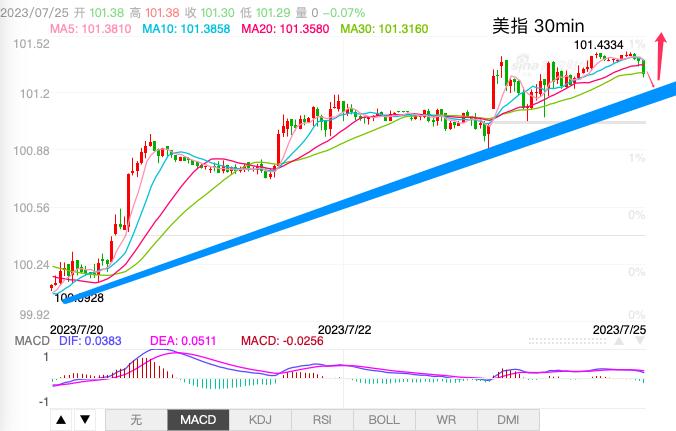 主次节奏：美指日内保持上行，关注趋势线支撑作用-第1张图片-翡翠网