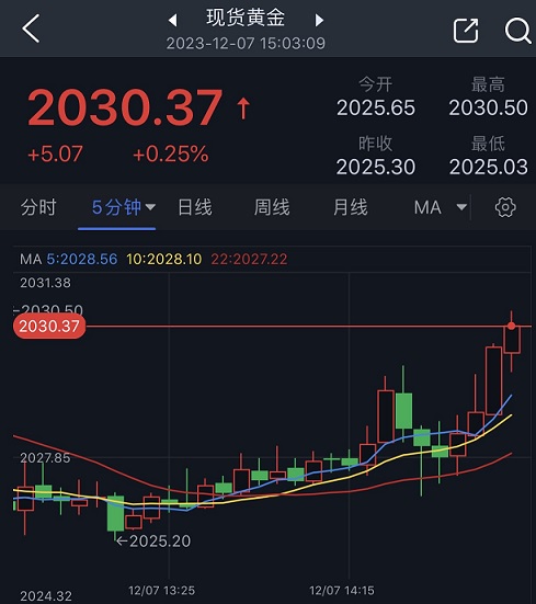 黄金短线突然一波拉升！金价刚刚突破2030美元 黄金最新日内交易分析-第1张图片-翡翠网