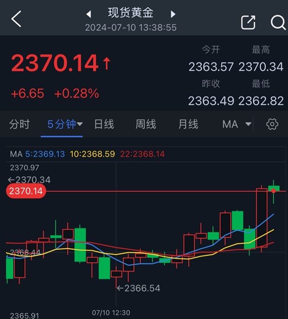 黄金短线突然一波拉升！金价刚刚触及2370美元 知名机构黄金交易分析-第1张图片-翡翠网