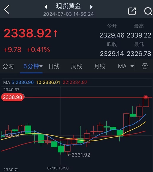 黄金突发大行情！金价短线急涨逼近2340美元 知名机构黄金交易分析-第1张图片-翡翠网