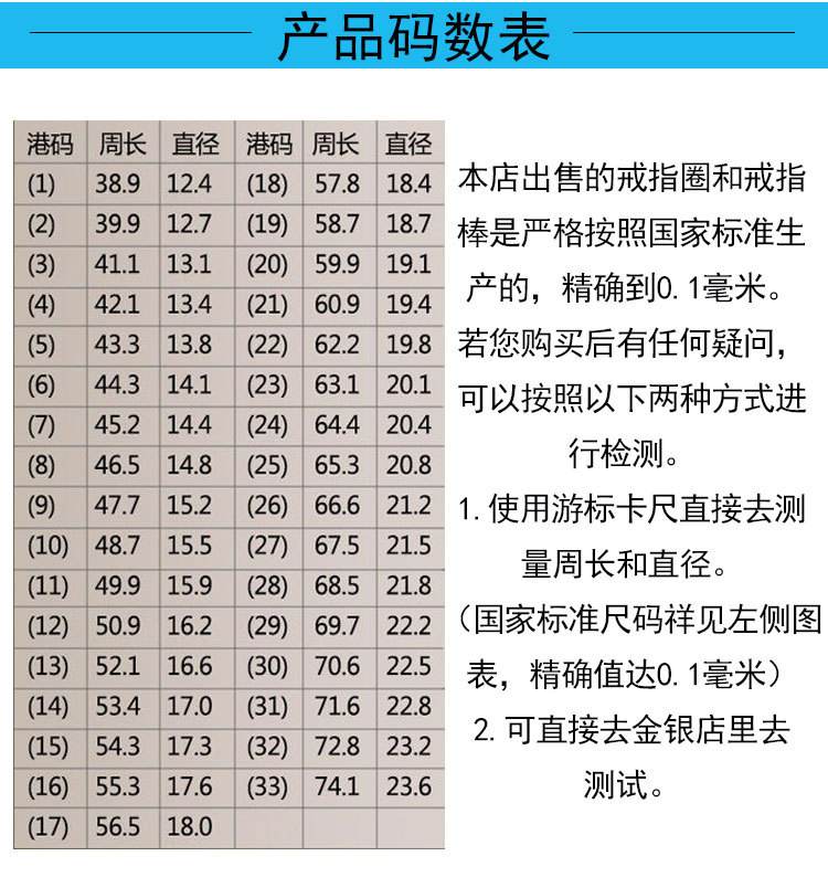 戒指尺寸对照表及测量方法,戒指尺寸对照表-第2张图片-翡翠网