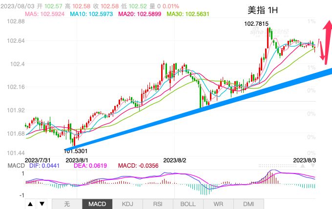 主次节奏：美指短线持续上涨，奔向中期阻力103.50-第1张图片-翡翠网