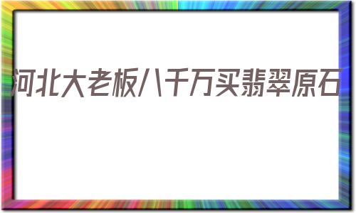 关于河北大老板八千万买翡翠原石的信息-第1张图片-翡翠网